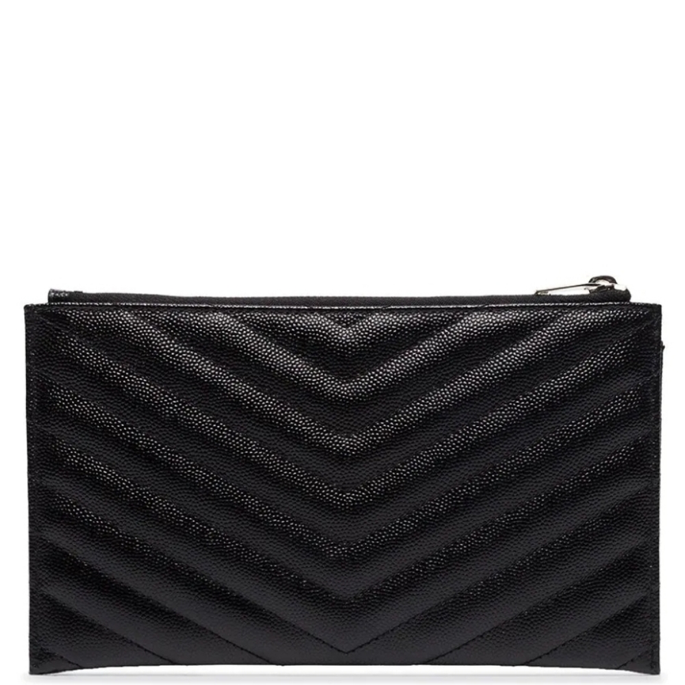 BRAND NEW! YSL CASSANDRE SAINT LAURENT MATELASSÉ ZIPPED POUCH IN GRAIN DE POUDRE - Picture 5 of 16